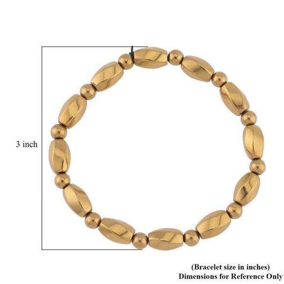 New, not Worn, Golden Plated Hematite Beaded Stretch Bracelet - Picture 4 of 7